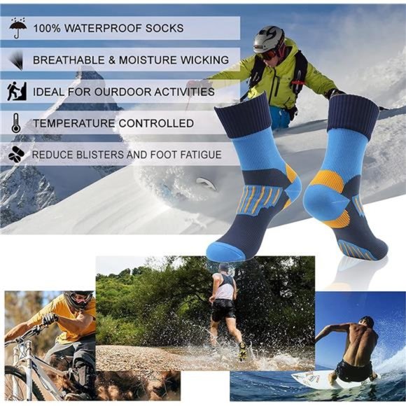 2 Pairs Unisex Waterproof Socks Hiking Wading Trail Running Kayaking Crew… - Picture 3 of 4